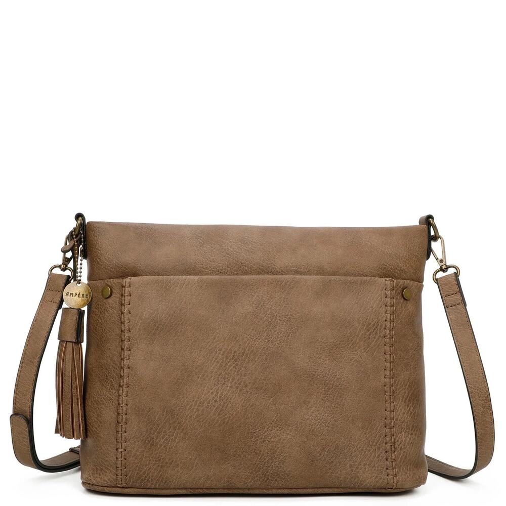 NWT Ampere Creations Vegan Leather Crossbody Bag, Shitake Brown